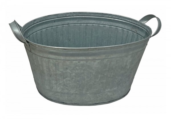 Zink Blumentopf Oval Zinkwanne mit Griffen Pflanztopf Zinktopf Antik-Stil