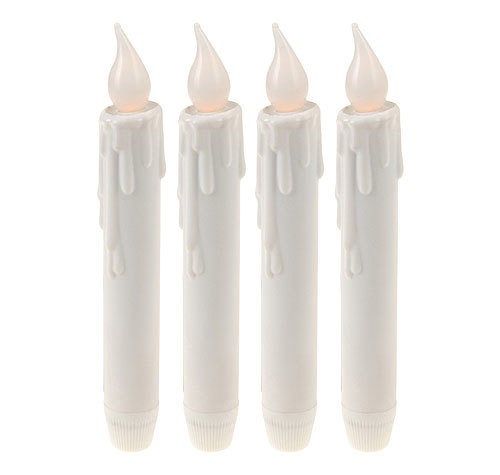 4er Set LED Stabkerzen Kerzenbirne Kerze flackernd 17cm