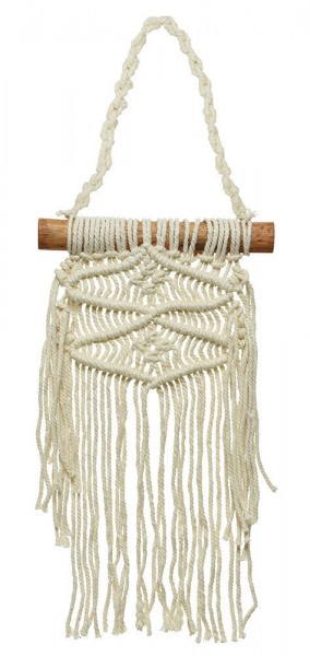 Makramee Wanddeko Boho Tapisserie Wandbehang Fransen Baumwolle gewebt 40x20cm