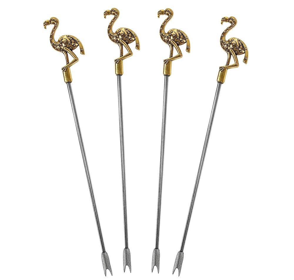 Cocktailspieße Flamingo gold 4 Stück Bowlespieße Fingerfood-Spieße Metall Cocktailspieße Flamingo gold 4 Stück Bowlespieße Fingerfood-Spieße Metall