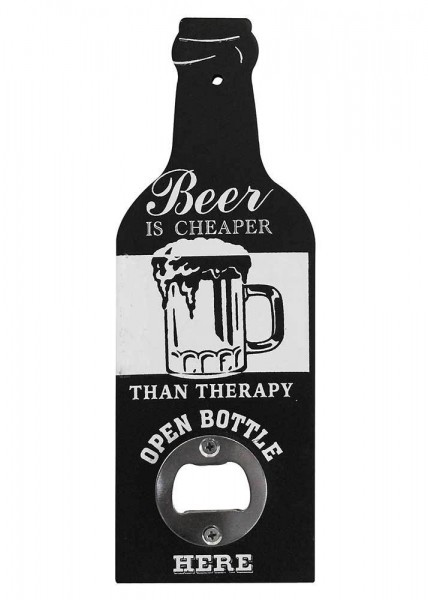 Flaschenöffner BEER IS CHEAPER THAN THERAPY Vintage-Stil Kapselheber Öffner 20cm