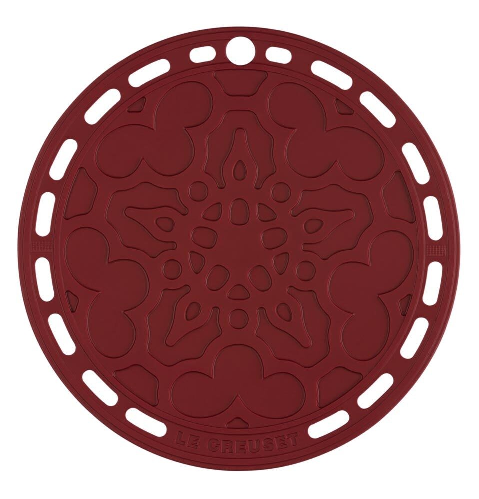 Le Creuset Silikon Untersetzer Tradition Rund Rhône Bordeaux-Rot 20cm