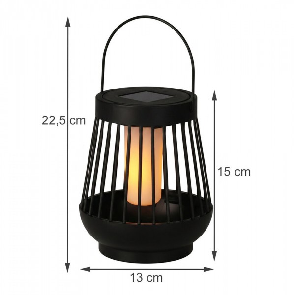 Solarlampe für Außen Hängend mit Flammen-Effekt Laterne Garten, Terrasse, Balkon