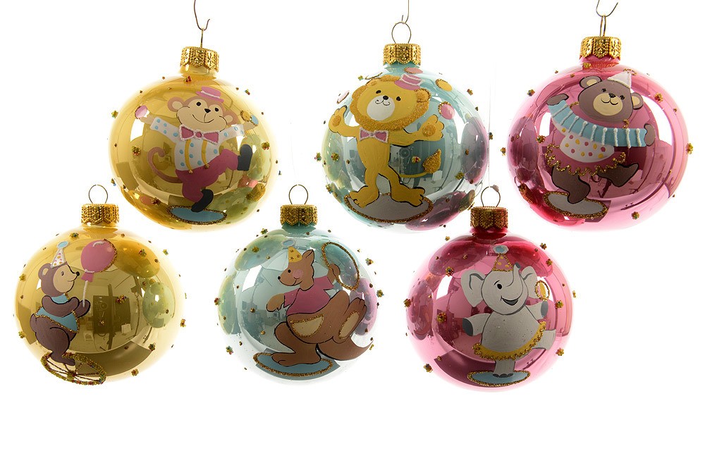 Christbaumkugeln Weihnachtskugel-Mix Comic Tier-Motiv Echt Glas 6 Stück Christbaumkugeln Weihnachtskugel-Mix Comic Tier-Motiv Echt Glas 6 Stück