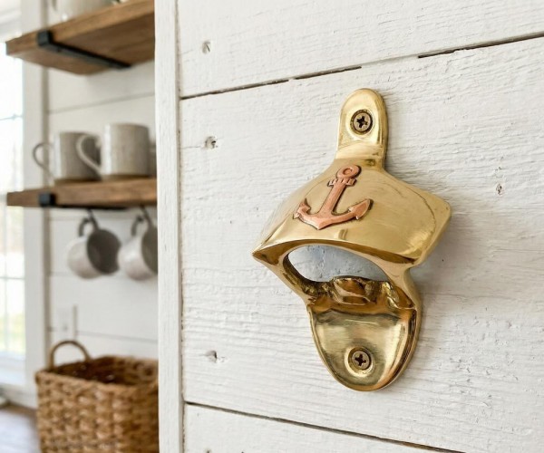 Wandflaschenöffner Anker Messing Flaschenöffner Wandmontage Bieröffner Maritim
