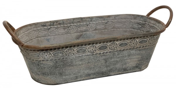 Zinktopf Pflanztopf Zink Blumentopf Oval Lang mit Griffen Landhausstil