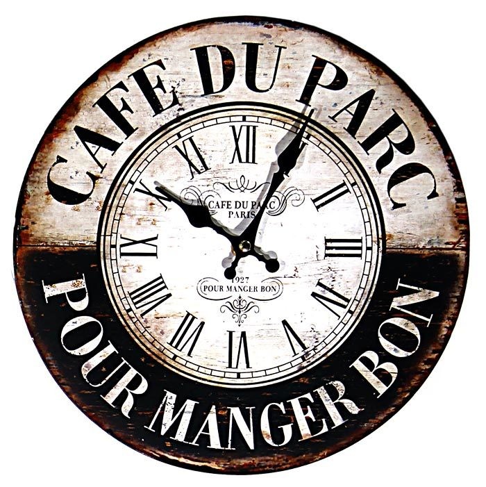 Wanduhr - Cafe Du Parc Paris - Uhr Nostalgie Antik-Stil 28cm