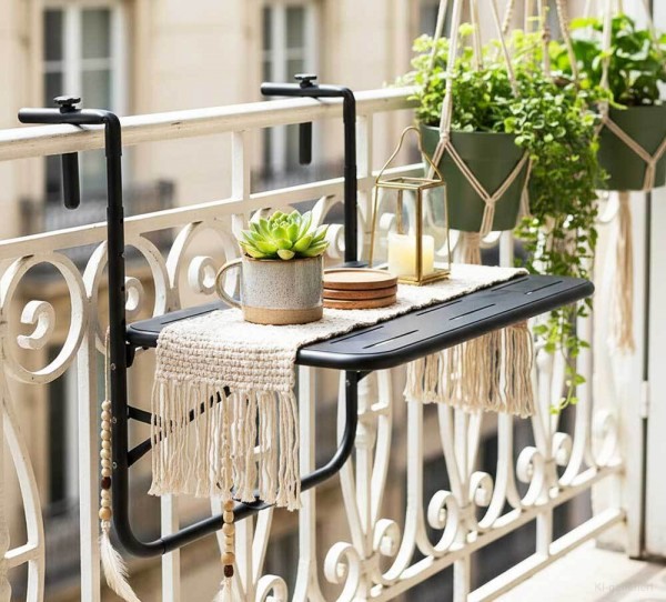 Balkontisch Klappbar Schwarz 43x60 cm – Hängetisch für Geländer