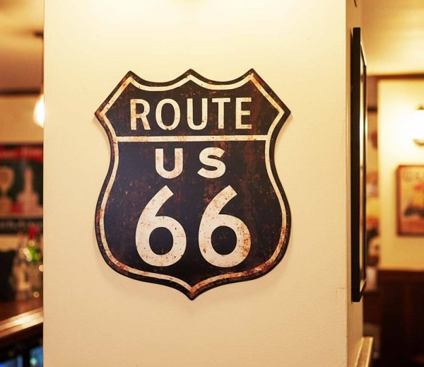 Blechschild ROUTE 66 US Highway Retro Vintage-Deko Roadsign Nostalgie 30 x 35 cm