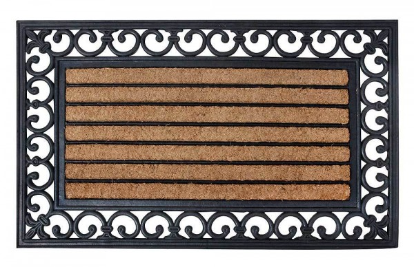 Nostalgische Fussmatte Streifen Fussabtreter Gummi / Kokos 45x75cm