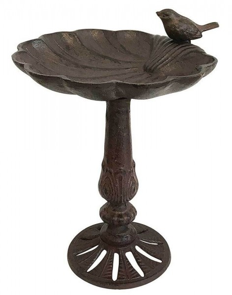 Vogeltränke Muschel Gusseisen auf Ständer Vogelbad Muschelform Antik-Stil