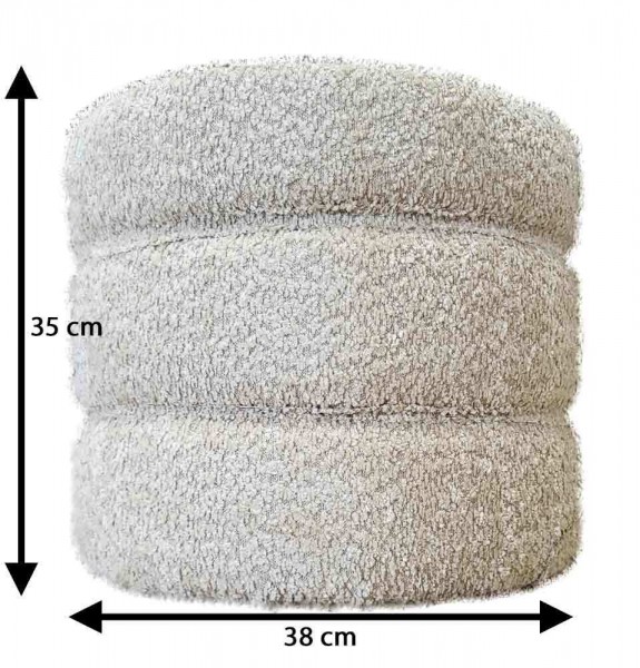Sitzhocker Rund Pouf Bouclé Teddy Stoff Kuscheliger Hocker Polsterhocker Beige
