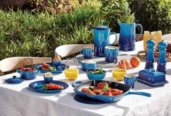 Le Creuset Grillpfanne Quadratisch Signature Gusseisen Azure Blau 26cm