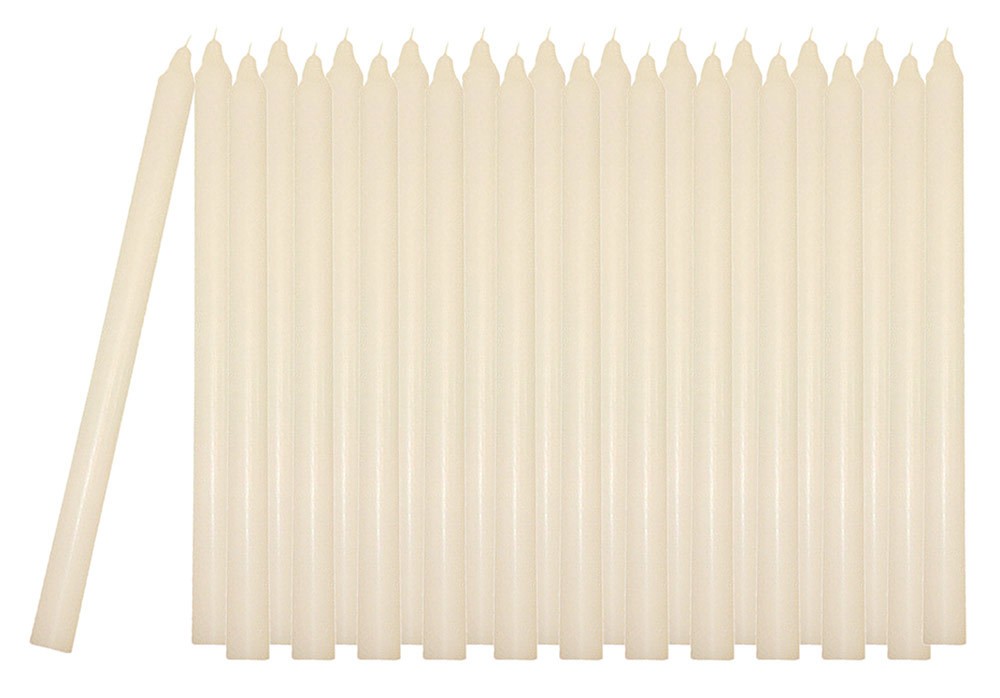 24 Stück Stabkerzen Elfenbein-Weiß Durchgefärbt 30 cm Lang Tropffrei Premium
