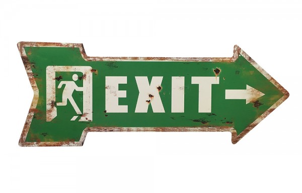 Blechschild EXIT Grün Wegweiser Pfeil Nostalgie Dekoschild Vintage 50x19cm