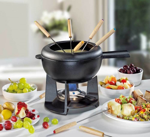 Spring Fondue-Set SAAS-FEE Gusseisen Schwarz Matt 20 cm