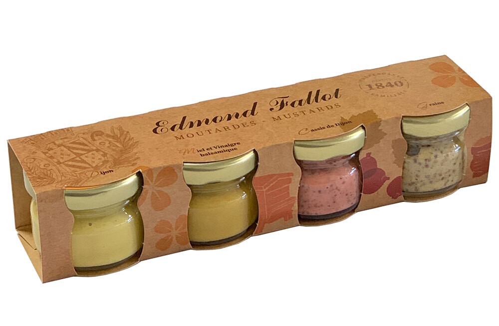Edmond Fallot Senf Geschenkset Moutarde de Dijon Burgund 4 Sorten