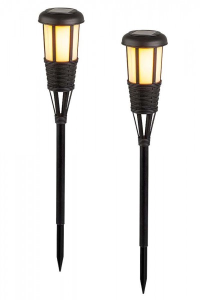 Solar Gartenfackel LED Gartenleuchte 2 Stück Schwarz Solarleuchte Flackernd 61cm