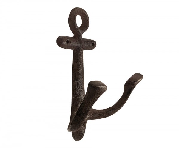 Garderobenhaken Anker Doppel-Haken Maritim Gusseisen Antik-Braun 21cm