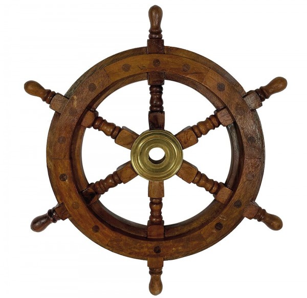 Schiffssteuerrad Ruder Steuerrad Schiff Holz Messing Maritim Nostalgie 32 cm