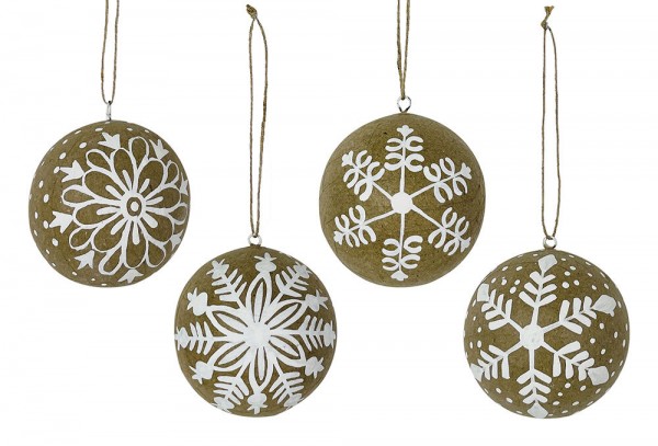 Christbaumkugeln Papier Braun 4 Stück Nordic Boho Pappmache Weihnachten