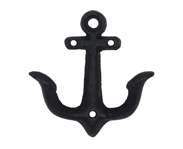 Garderobenhaken Anker Doppelhaken Maritim Gusseisen Schwarz Antik-Stil