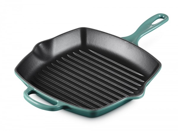 Le Creuset Grillpfanne Quadratisch Signature Gusseisen Bleu Riviera Blau 26cm