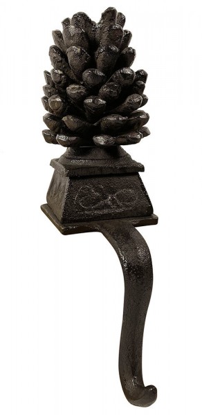 Dekohalter Haken für Kante Gusseisen Braun Tannen Zapfen Kantenhänger Vintage