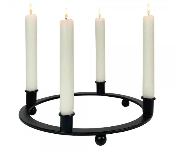 Adventskranz Metallring Schwarz Rund 4 Kerzenhalter Eisen Modern 28cm