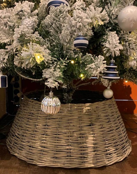 Abdeckung für Christbaumständer Weide Grau Weihnachtsbaumständerhülle Ø 56cm