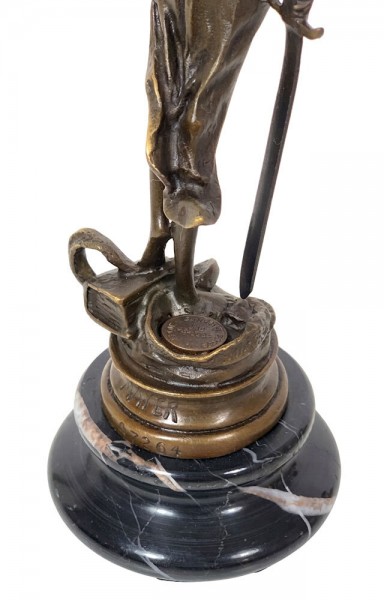 Bronze-Skulptur Justitia Figur Göttin der Gerechtigkeit auf Marmorsockel 24 cm