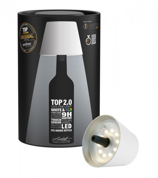 Sompex Flaschenleuchte TOP 2.0 Weiß LED RGBW mit Akku