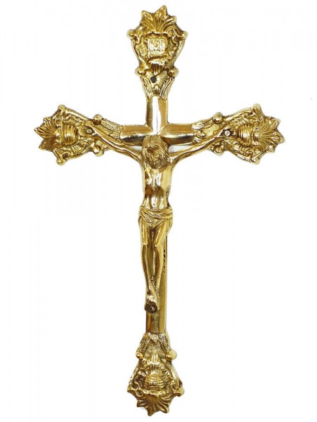 Wandkreuz aus Messing Kreuz zum Aufhängen Jesus-Christus Kruzifix 32cm