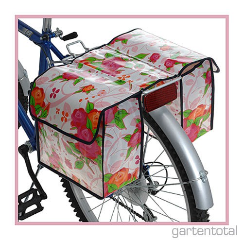 Tolle Bunte Fahrradtasche Doppelt Blumenmuster Weiss Tolle Bunte Fahrradtasche Doppelt Blumenmuster Weiss