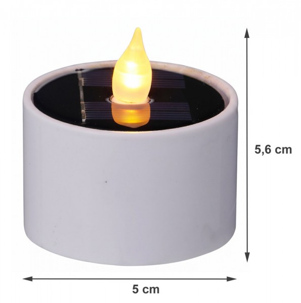 Solar LED Teelichter Groß 5 cm 4 Stück Flacker-Effekt Maxi Warmweiß Outdoor