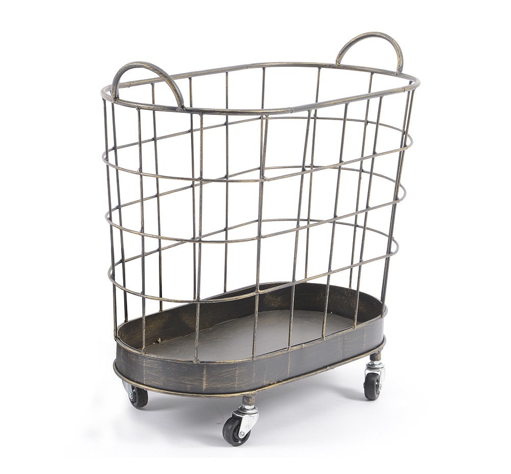 Kaminholzwagen Kaminholzkorb Rollbehälter Metallkorb mit Rollen 60x30 cm Kaminholzwagen Kaminholzkorb Rollbehälter Metallkorb mit Rollen 60x30 cm