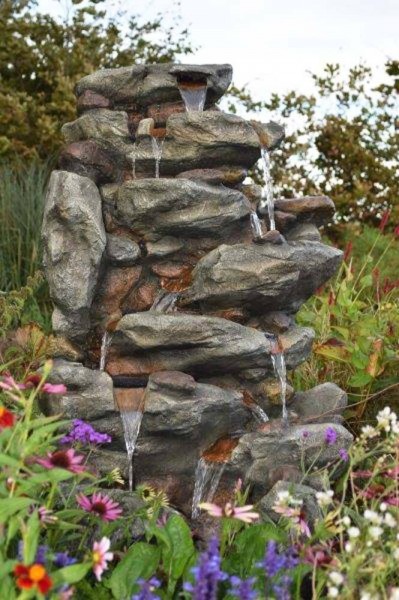 Ubbink AcquaArte Bonorva 127 cm Großes Wasserfall Set mit LED Naturgetreue Felsstruktur Gartenbrunne