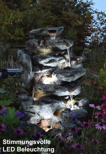 Ubbink AcquaArte Bonorva 127 cm Großes Wasserfall Set mit LED Naturgetreue Felsstruktur Gartenbrunne