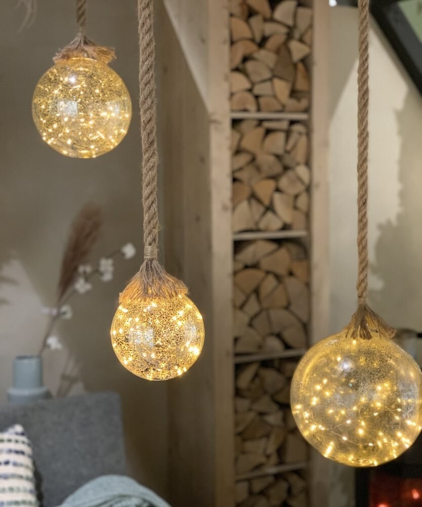 LED Kugel Glas Am Seil Zum Aufhängen Batterie mit Timer Vintage Style |Weihnachtsbeleuchtung |Weihnachten |Wohnen |ZEITZONE Shop