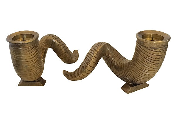 Kerzenhalter Hörner Kerzenständer gold Antik-Stil Kerzenhalter Hörner Kerzenständer gold Antik-Stil
