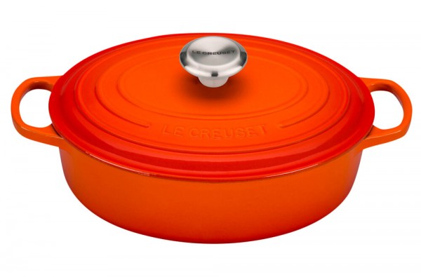 Le Creuset Gourmet-Bräter Signature Oval Guss Ofenrot 27cm