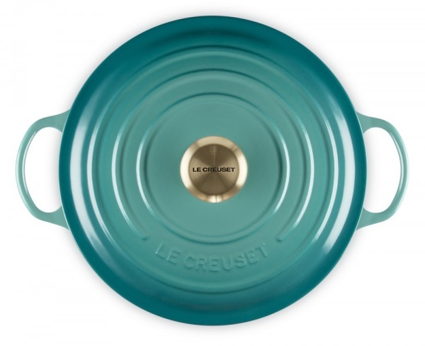 Le Creuset La Marmite Signature Familientopf Gusseisen Bleu Riviera Blau 26cm