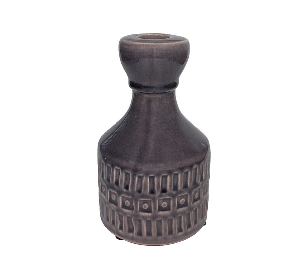 Kerzenhalter Toskana Kerzenständer Keramik Antik-Stil Mediterran Grau