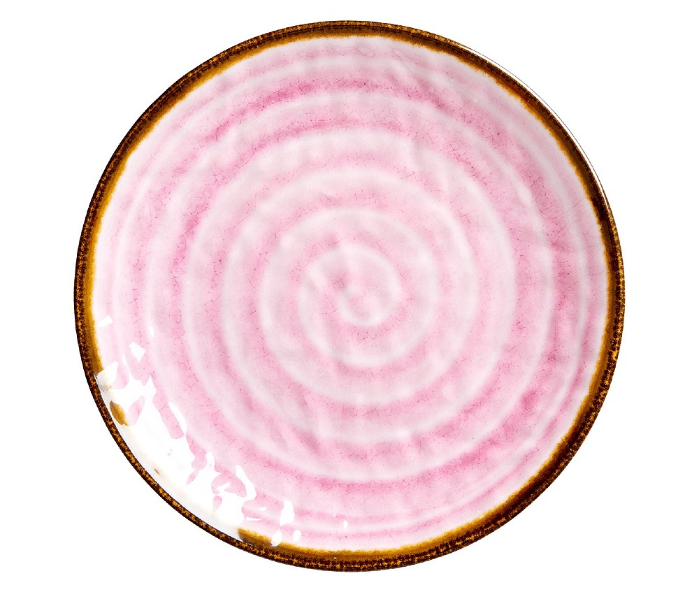 Rice Melamin Teller Rund Swirl Print Pink