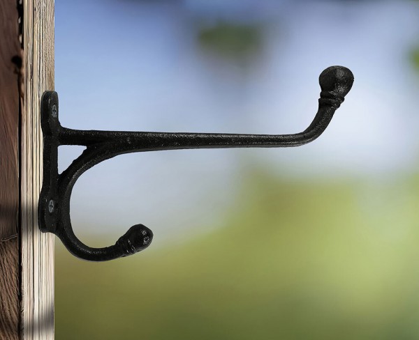 Garderobenhaken Gusseisen Schwarz Vintage Doppelhaken Wandgarderobe Antik-Stil
