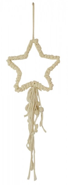 Makramee Stern Anhänger Baumwolle 16cm Boho Christbaumschmuck Weihnachtsdeko