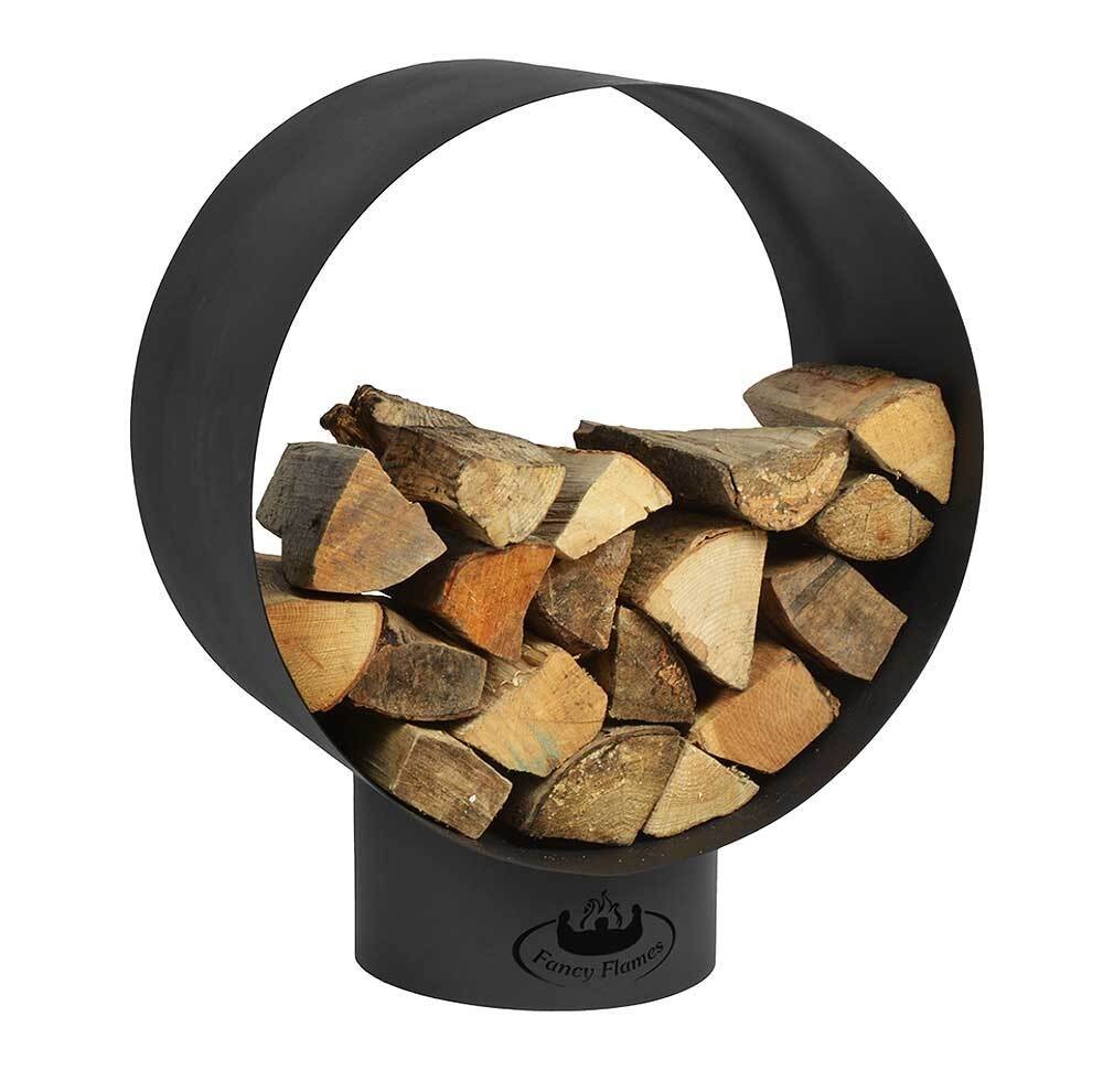 Kaminholzregal Rund Brennholzlager Metall Holzlager Schwarz Ø 58cm