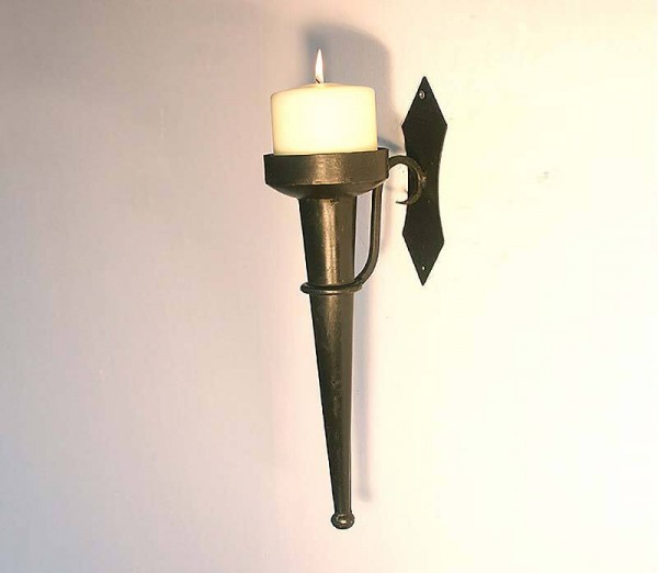 Rustikaler Wandkerzenhalter Eisen Ritterstil Burgfackel Schwarz Mittelalter-Stil