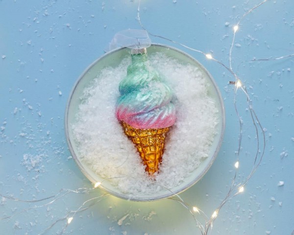 Christbaumschmuck Eis 2 Stück Glas Christbaumanhänger Eiswaffeln Christbaumfigur