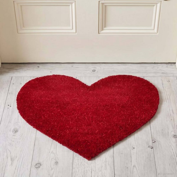 Fußmatte Herz Rot Kokosfaser Fußabtreter Love Eingang Herzform 60 x 40 cm